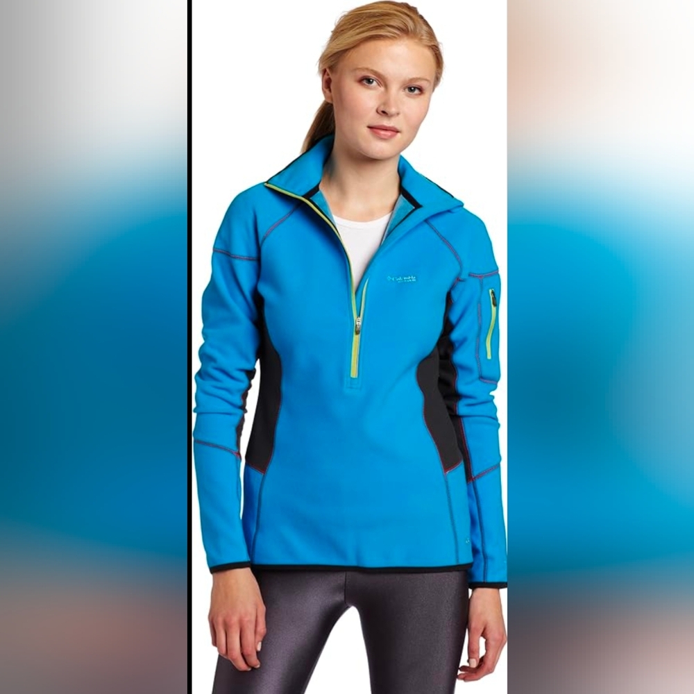 Women's Columbia Omni-Heat Blue Half-Zip Ski Pullover with Contrast Panels